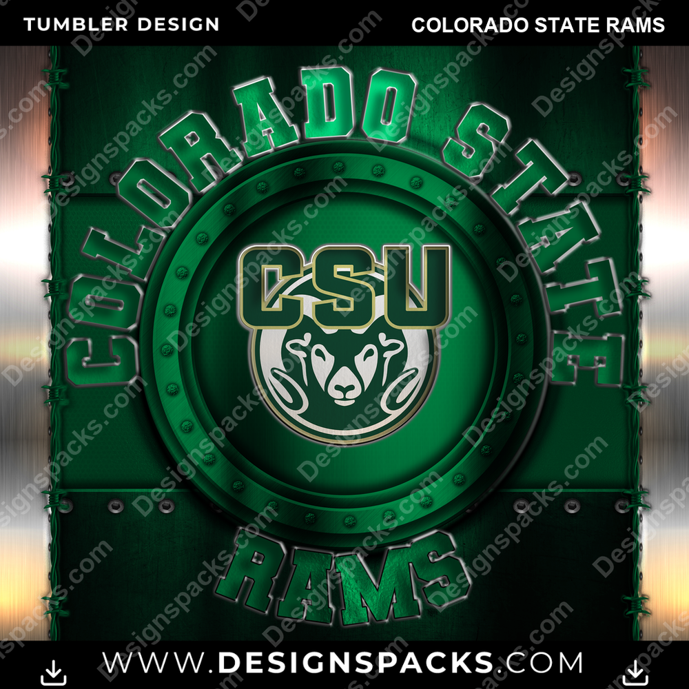 College Sport Metal Colorado State Rams NCAA College Sport Tumbler Digital Wrap Design Download