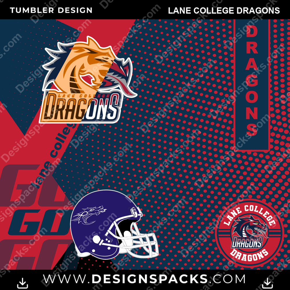 College Sport GO Lane College Dragons NCAA Tumbler Digital Wrap Design Download