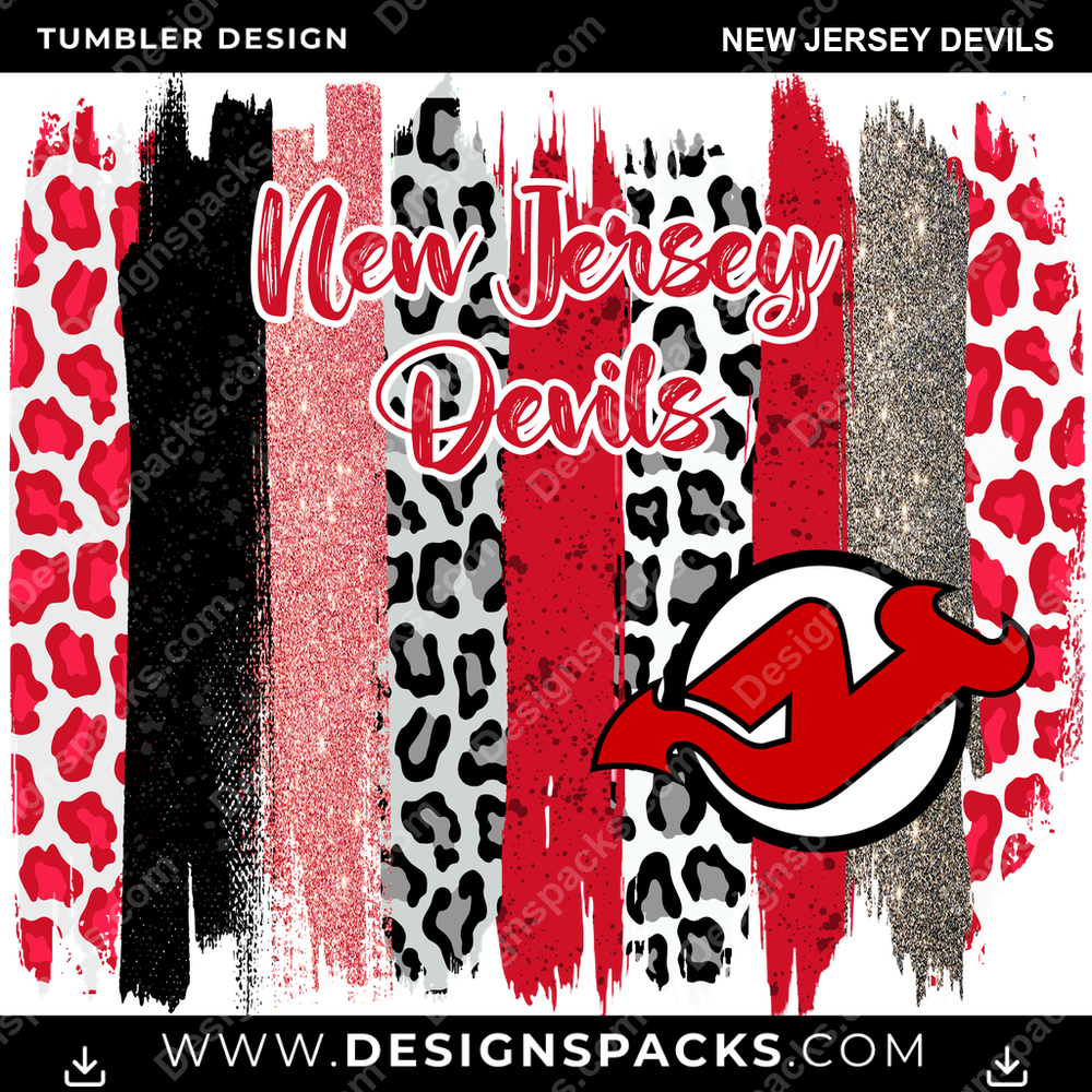 Hockey Brush Strokes New Jersey Devils Tumbler Digital Wrap Design