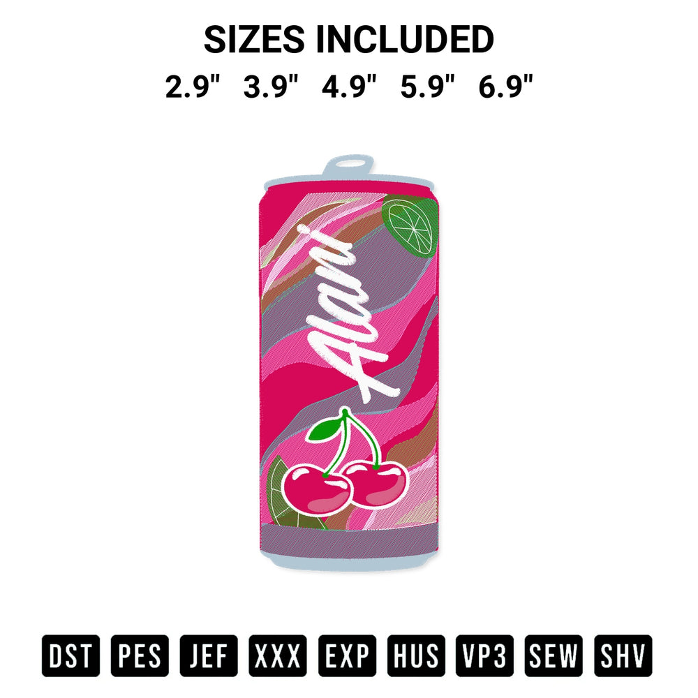 Discover the perfect addition to your crafting collection: Alani Energy Drink Can Embroidery Design embroidery file. Instantly available at Designspacks.com. Available sizes: 2.9", 3.9", 4.9", 5.9", 6.9".