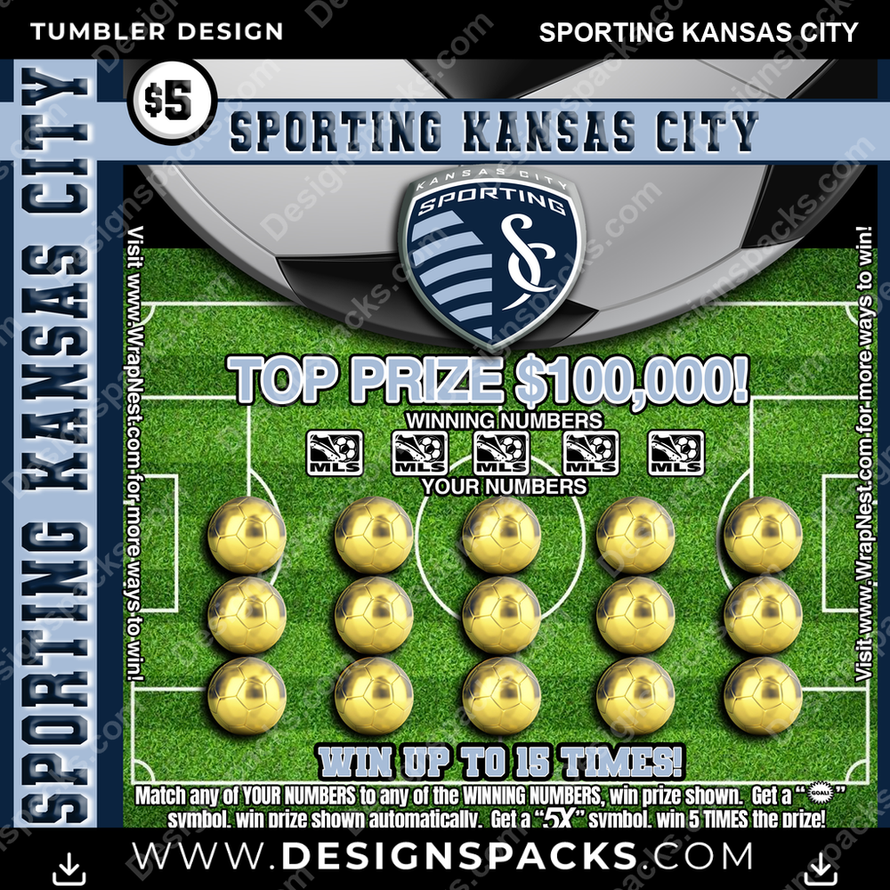 US Soccer Lottery Ticket Sporting Kansas City Tumbler Digital Wrap Design