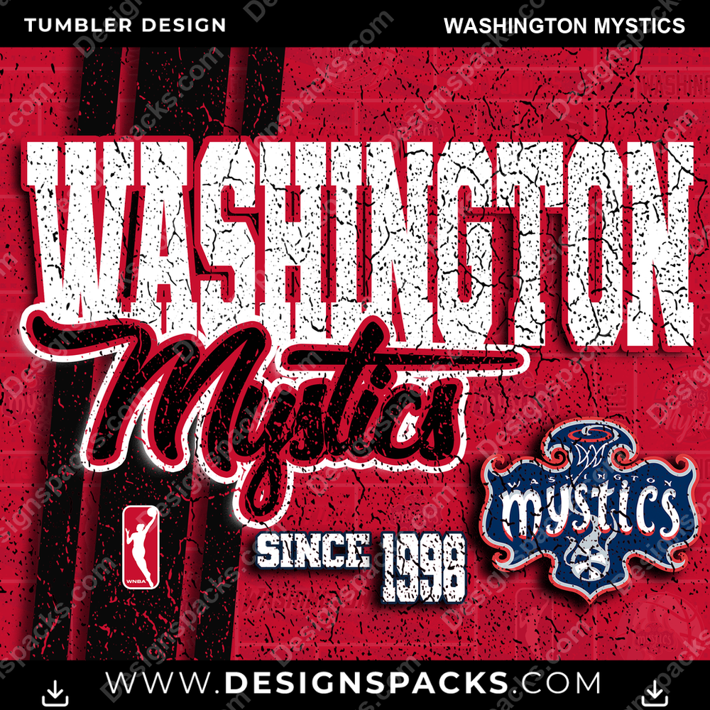 Basketball Grunge Washington Mystics Tumbler Digital Wrap Design