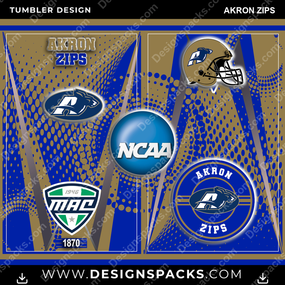 College Sport Team Logo Akron Zips NCAA College Sport Tumbler Digital Wrap Design Download