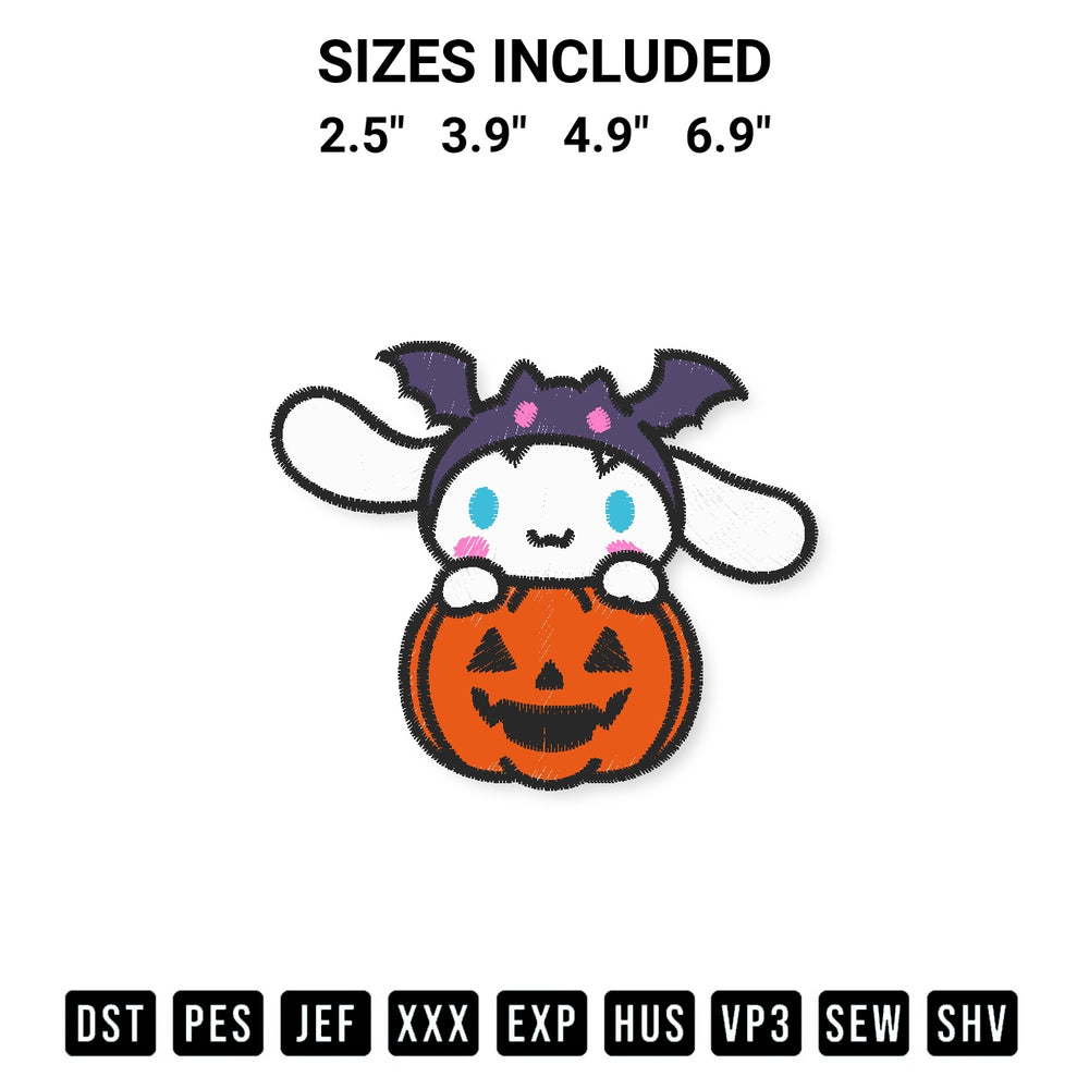 Elevate your next project with our Cinnamoroll Pumpkin Embroidery Design embroidery file. Shop high-quality digital patterns instantly at Designspacks.com. Available sizes: 2.5", 3.9", 4.9", 6.9".