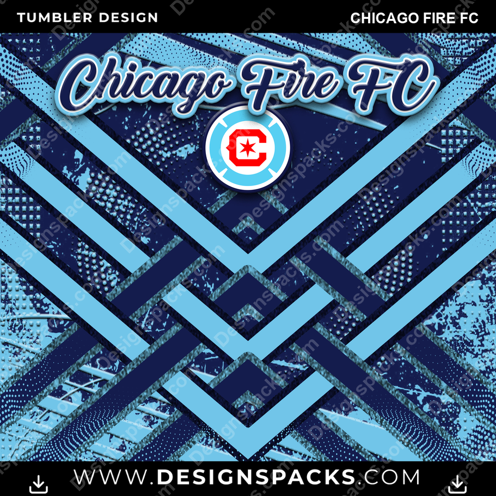 US Soccer Glitter Stripe Chicago Fire FC Tumbler Digital Wrap Design