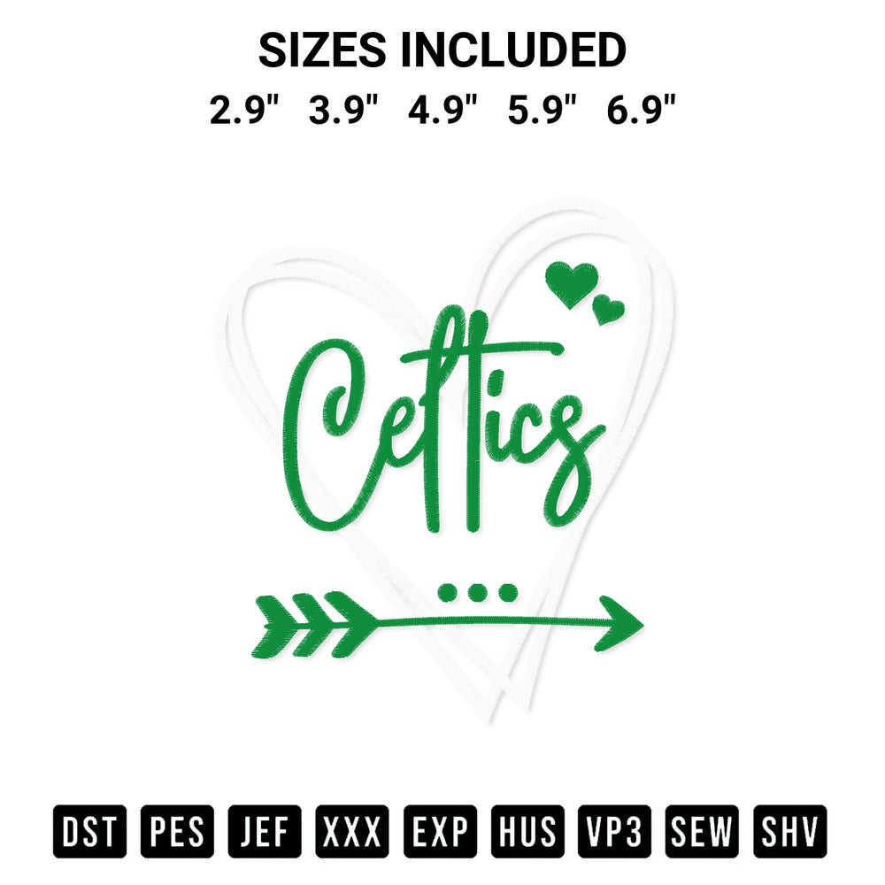 Elevate your next project with our Boston Celtics Heart Embroidery Design embroidery file. Shop high-quality digital patterns instantly at Designspacks.com. Available sizes: 2.9", 3.9", 4.9", 5.9", 6.9".
