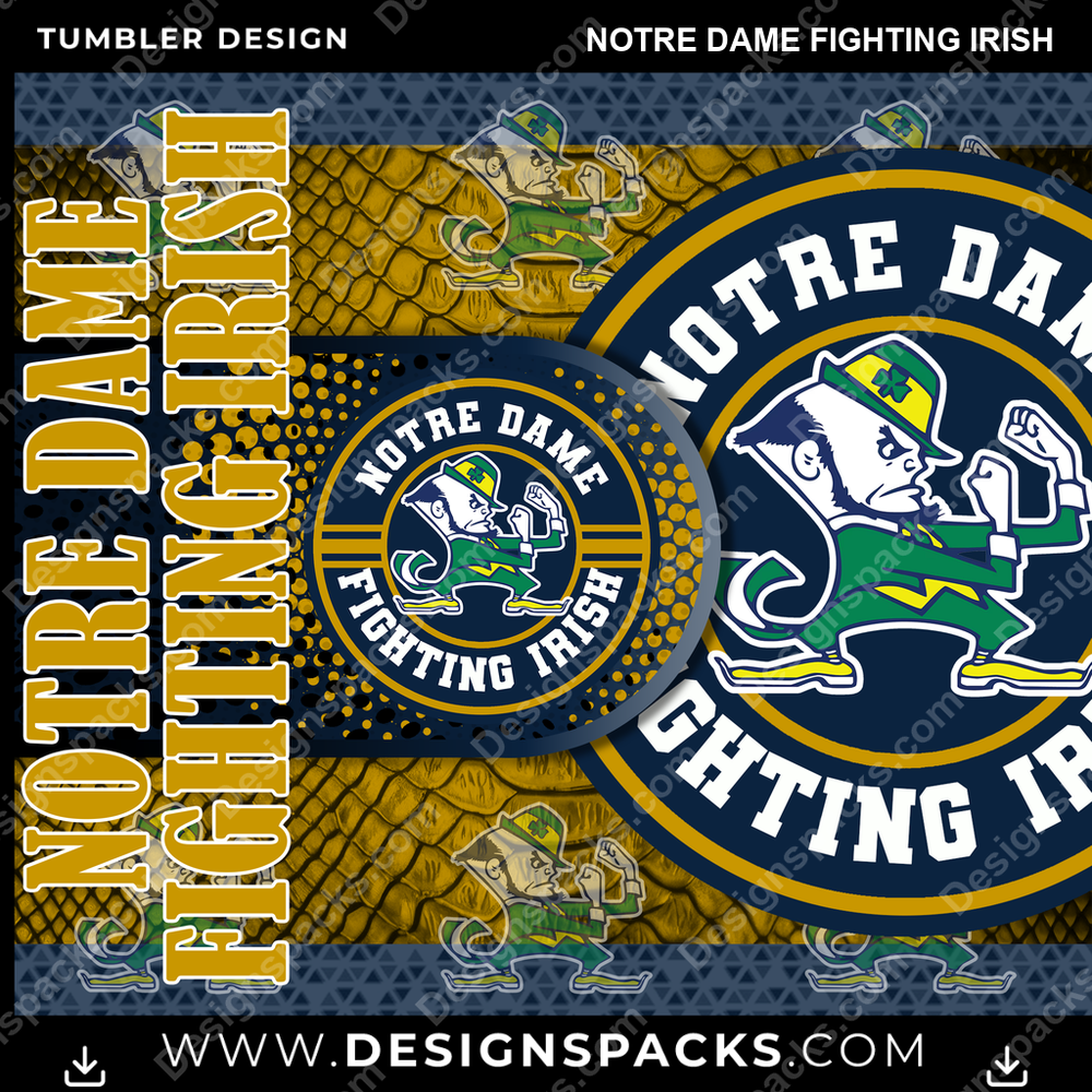 College Sport Hyper Notre Dame Fighting Irish NCAA College Sport Tumbler Digital Wrap Design Download