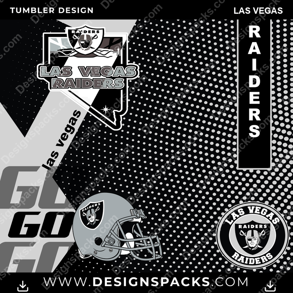 Football GO Las Vegas NFL Football Tumbler Digital Wrap Design Download