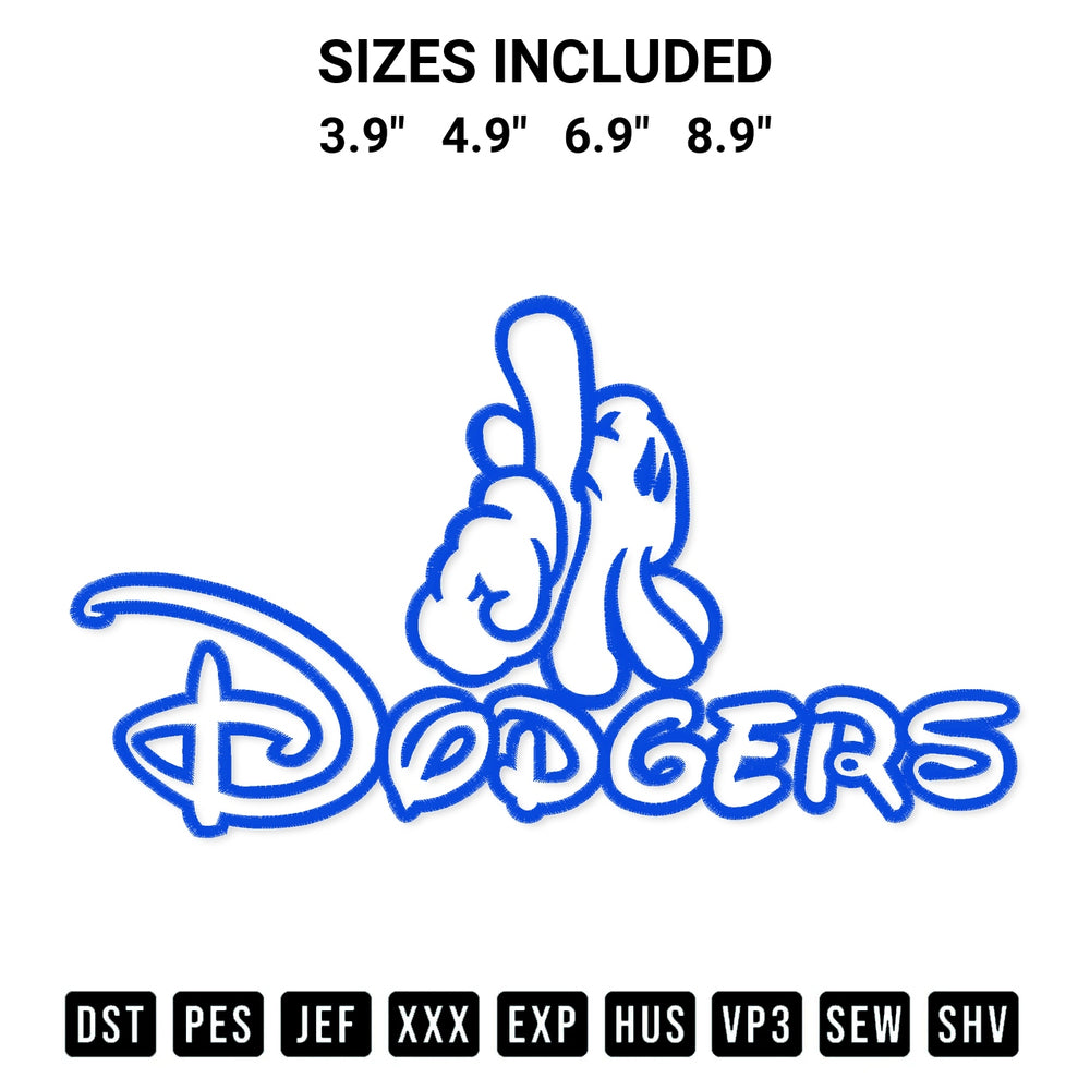 Elevate your next project with our La Dodgers Mickey Hands Embroidery Design embroidery file. Shop high-quality digital patterns instantly at Designspacks.com. Available sizes: 3.9", 4.9", 6.9", 8.9".