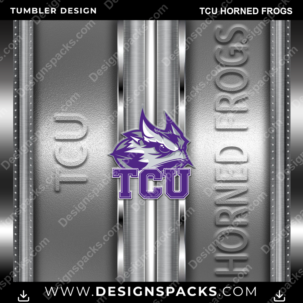 College Sport Metallic TCU Horned Frogs NCAA College Sport Tumbler Digital Wrap Design Download