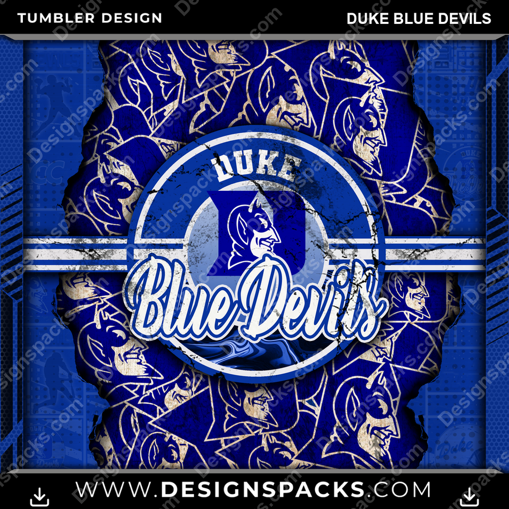 College Sport Ripped Duke Blue Devils Tumbler Digital Wrap Design