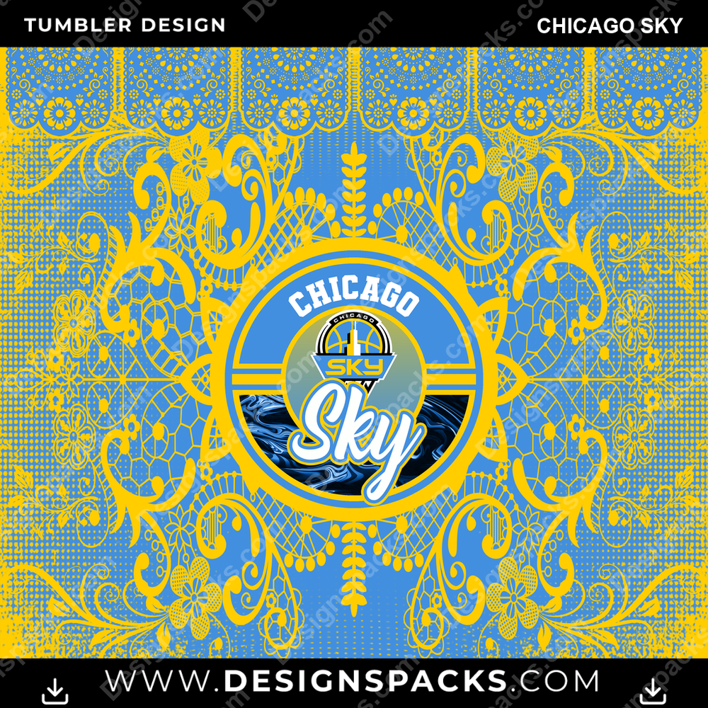 Basketball Lace & Logo Chicago Sky Tumbler Digital Wrap Design