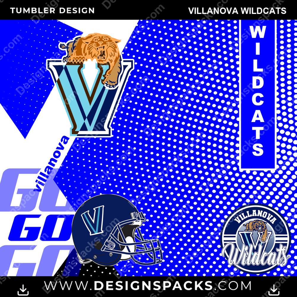 College Sport GO Villanova Wildcats NCAA College Sport Tumbler Digital Wrap Design Download