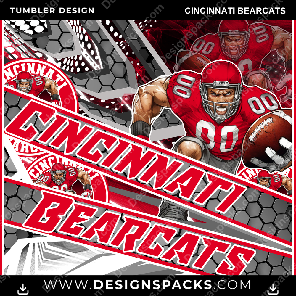 College Sport Fathead Cincinnati Bearcats Tumbler Digital Wrap Design