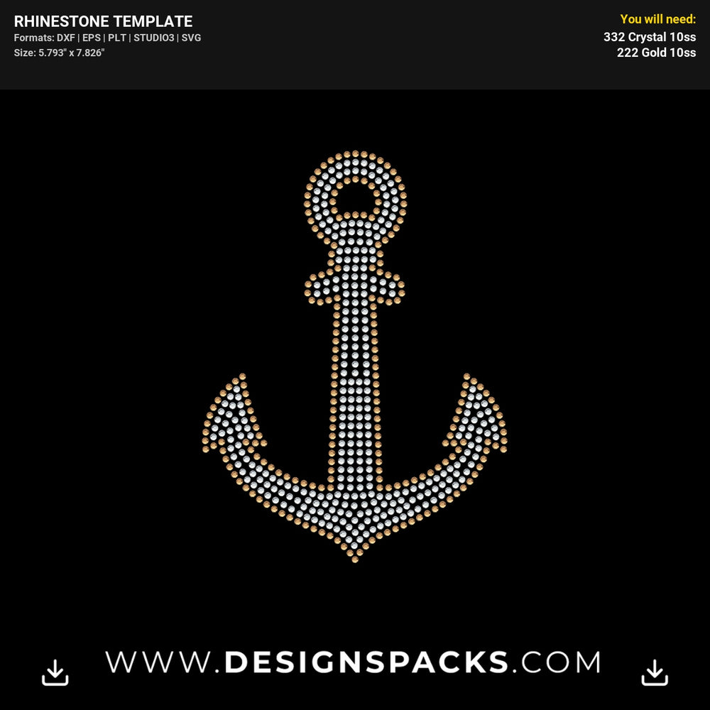 Nautical Anchor Rhinestone Digital Template