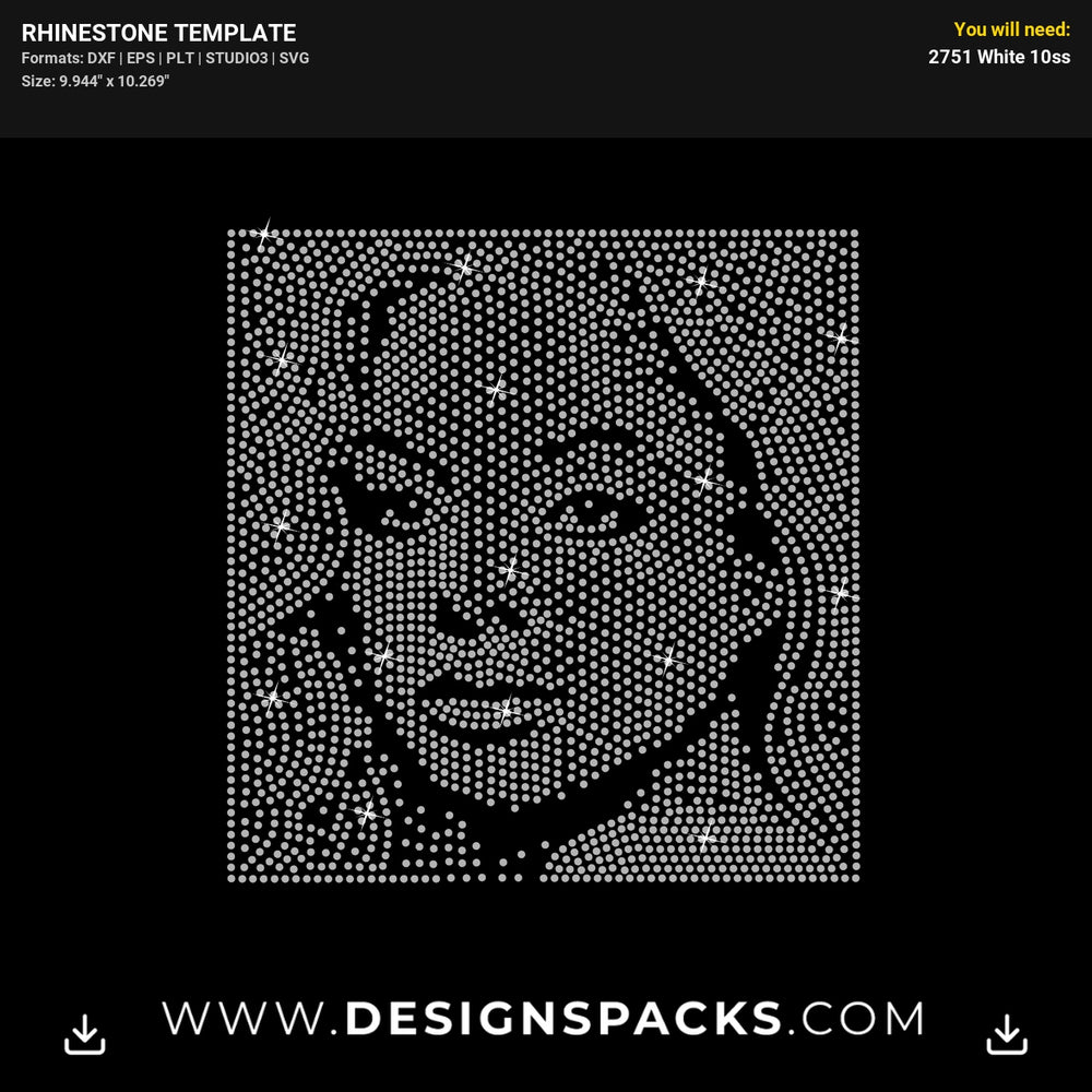 Janet Jackson Portrait Rhinestone Digital Template