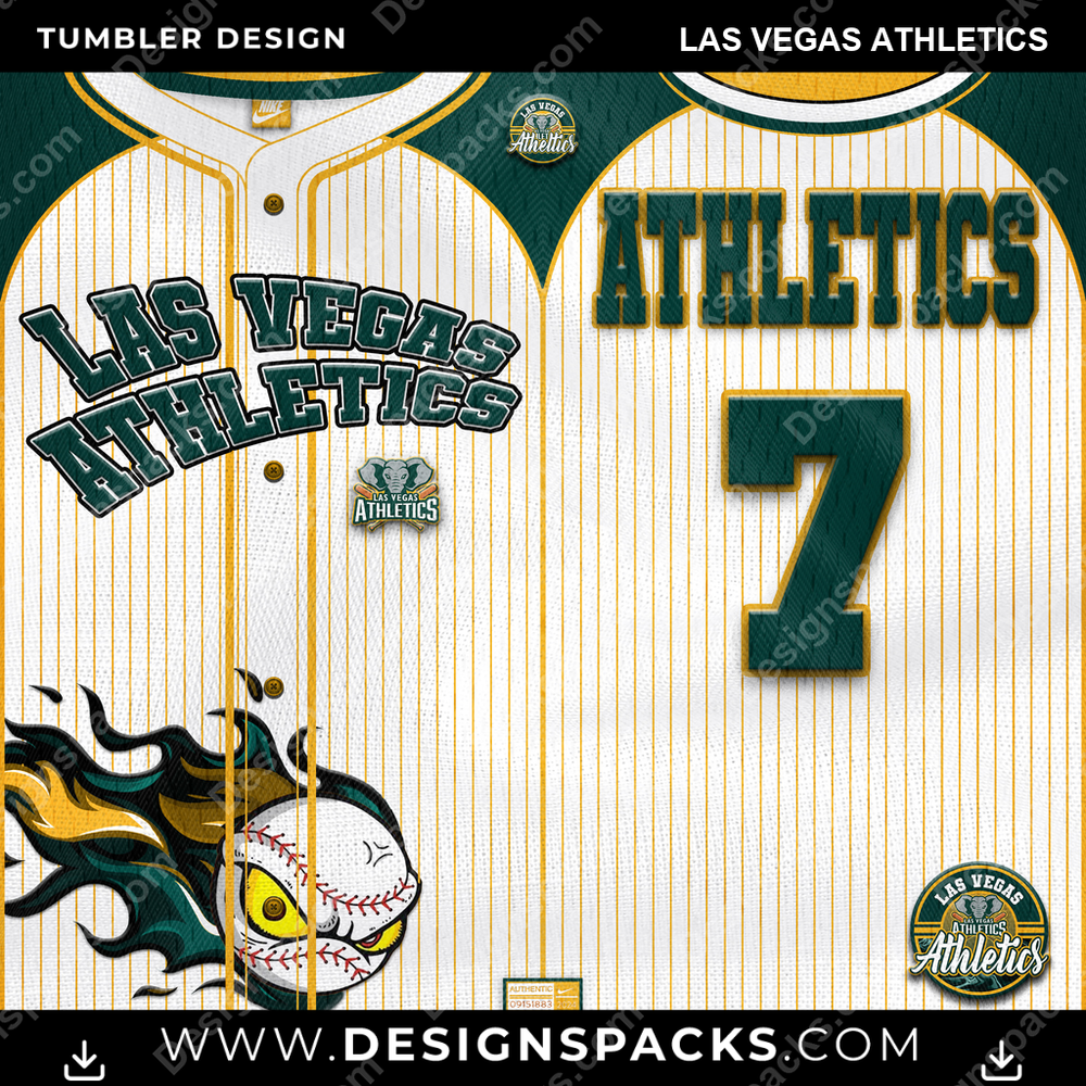 Baseball Team Button-Up Jersey Las Vegas Athletics Tumbler Digital Wrap Design