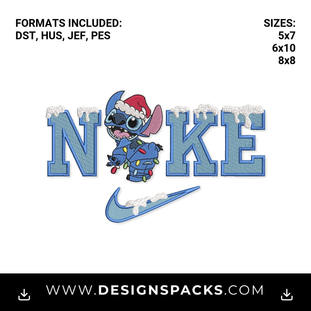 Christmas Stitch Snowy Nike Swoosh Embroidery Design - Instant digital download pattern at Designspacks.com