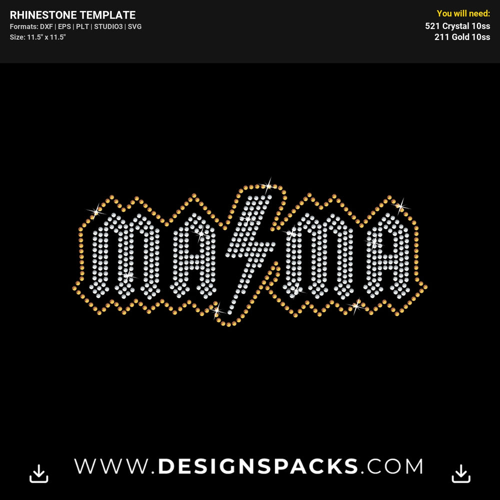 ACDC Mama Rock Band Shirt Rhinestone Digital Template