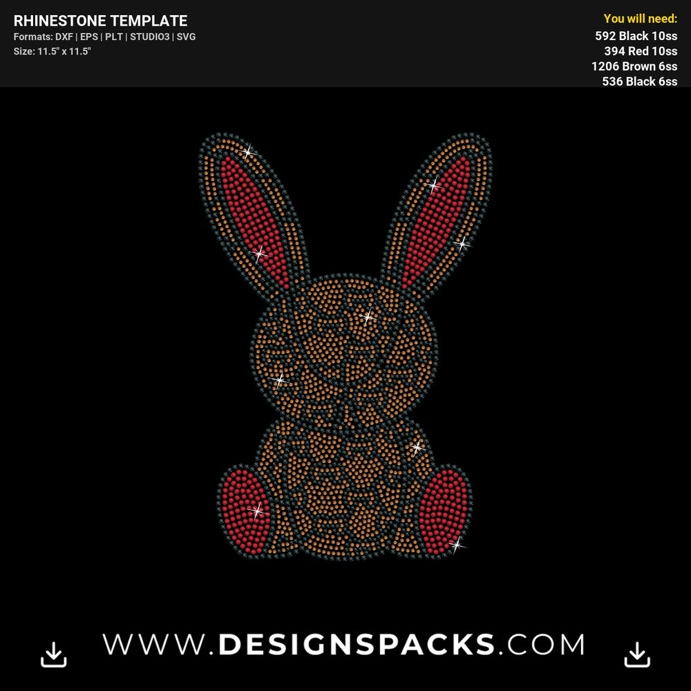Gucci Style Rabbit Graphic Rhinestone Digital Template