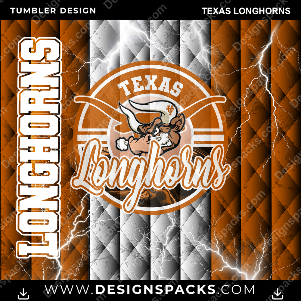College Sport Diamond Texas Longhorns Tumbler Digital Wrap Design