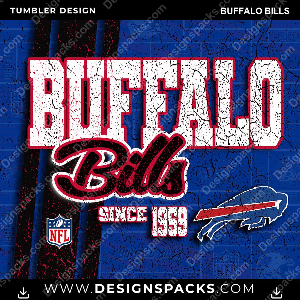 Football Grunge Buffalo Bills Tumbler Digital Wrap Design