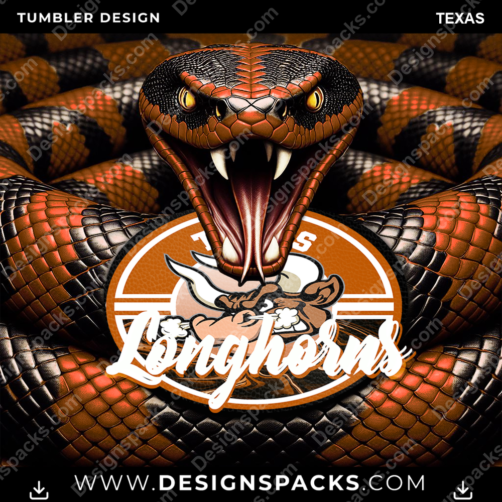 College Sport Rattle Snake Texas Tumbler Digital Wrap Design