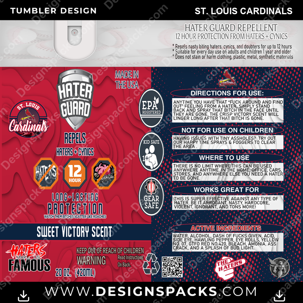Baseball Hater Guard St. Louis Cardinals Tumbler Digital Wrap Design