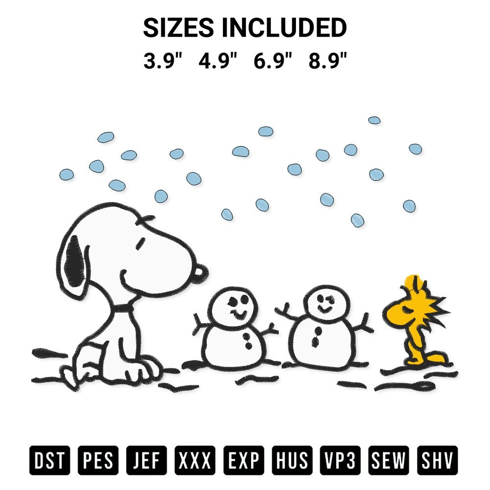 Looking for the perfect pattern? Download the Snoopy Woodstock Snowman Embroidery Design embroidery design today at Designspacks.com. Crisp, clean stitching guaranteed. Available sizes: 3.9", 4.9", 6.9", 8.9".