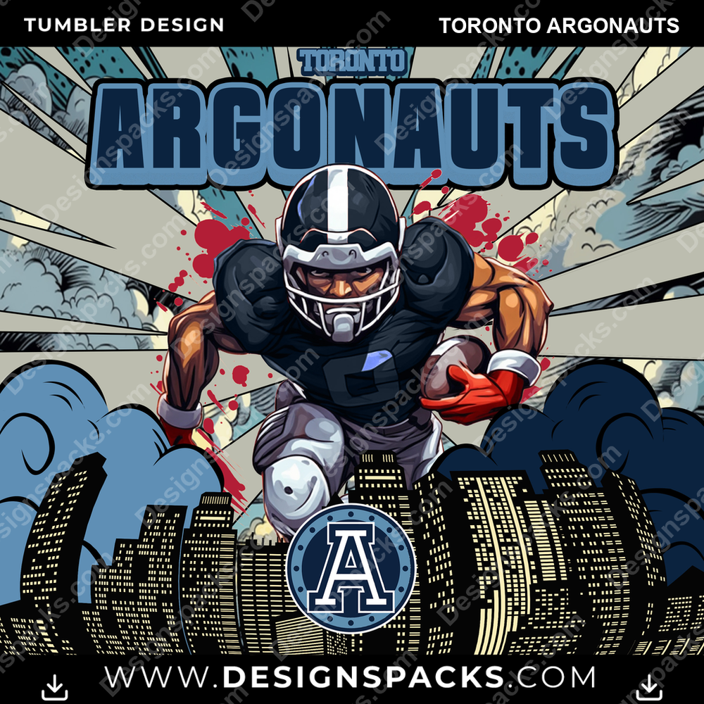 Canada Football Comic Cover Toronto Argonauts Tumbler Digital Wrap Design