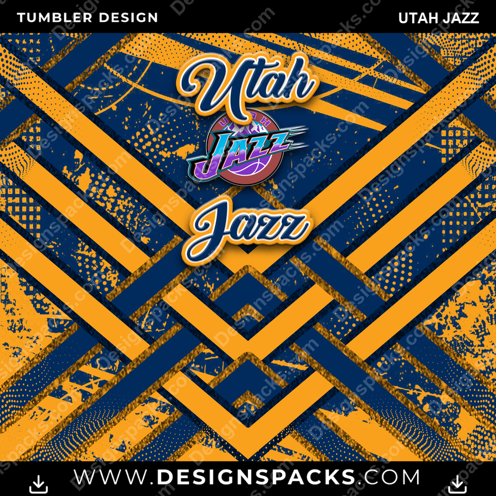 Basketball Glitter Stripe Utah Jazz Tumbler Digital Wrap Design