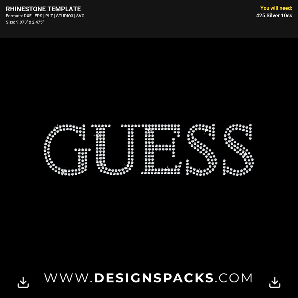 Guess Logo1 Rhinestone Digital Template