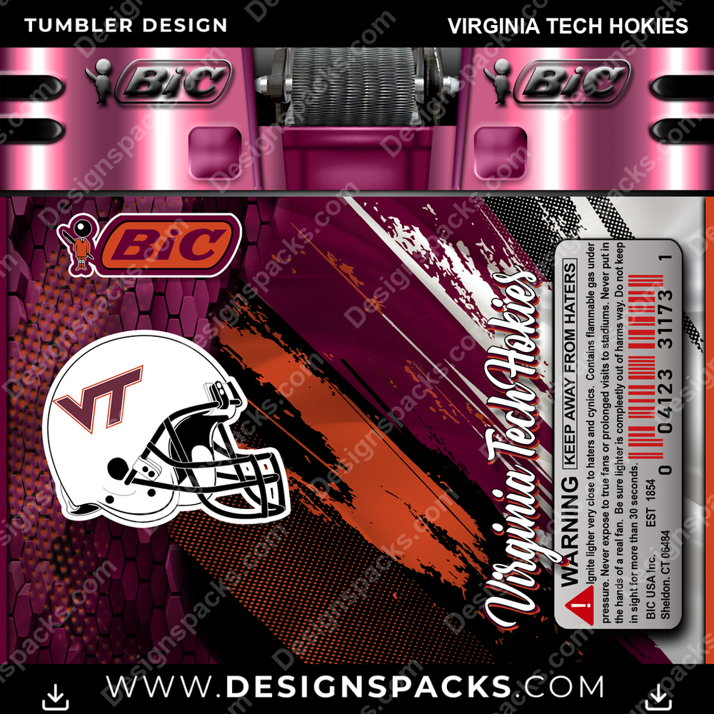 College Sport BIC Lighter Virginia Tech Hokies NCAA College Sport Tumbler Digital Wrap Design Download