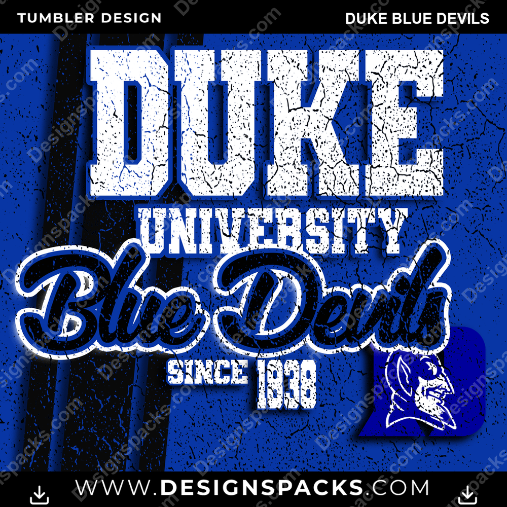 College Sport Grunge Duke Blue Devils Tumbler Digital Wrap Design