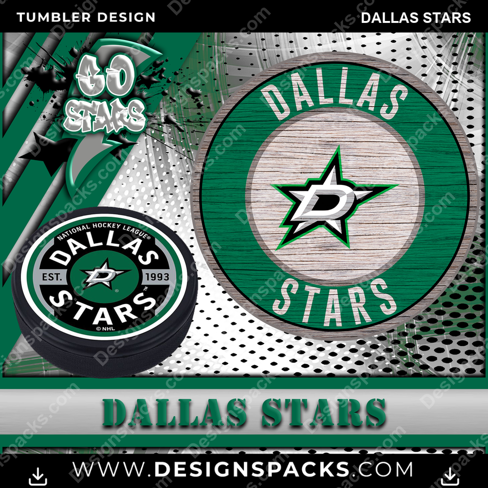 Hockey Go Team Dallas Stars NHL Hockey Tumbler Digital Wrap Design Download