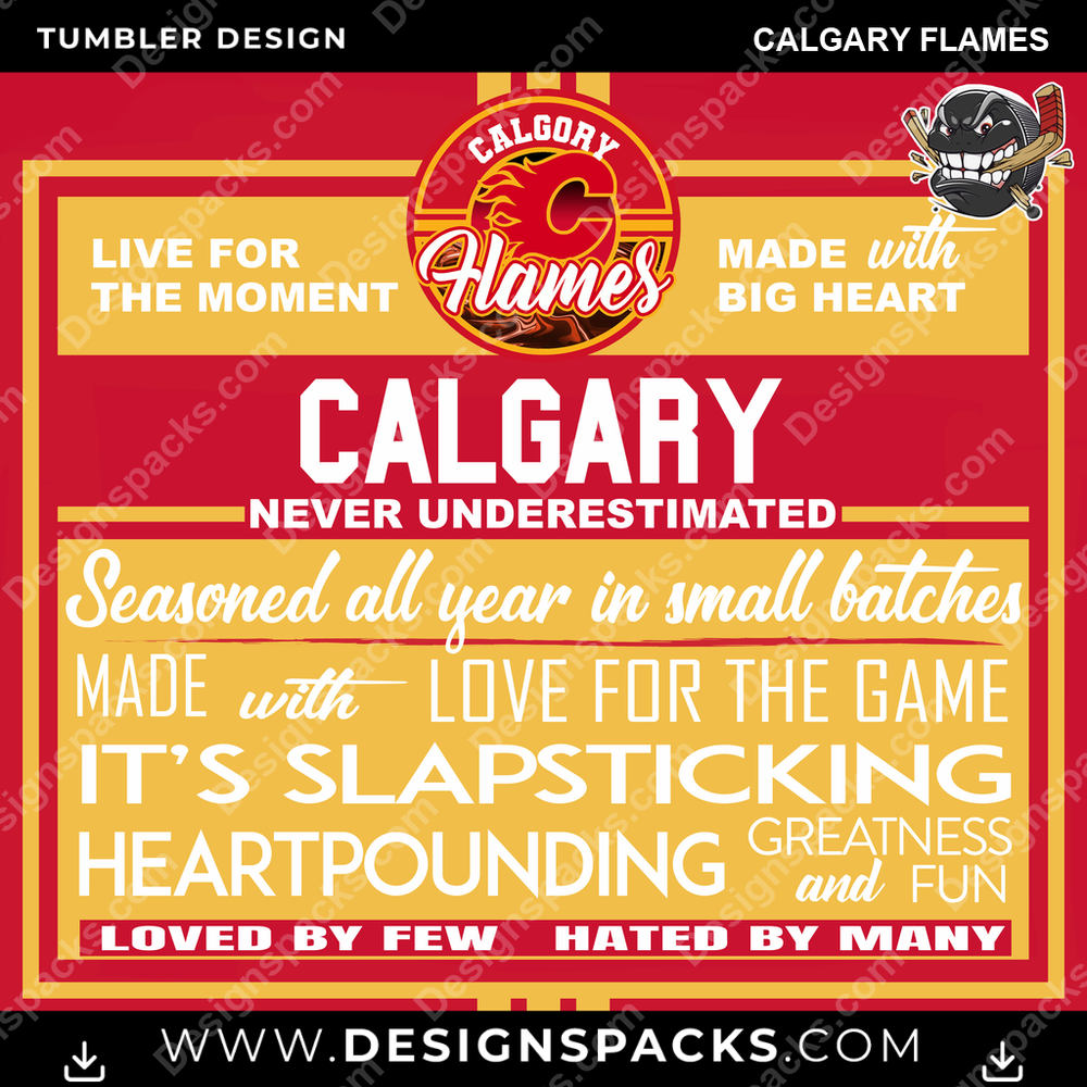 Ice Hockey Slapsticking Calgary Flames Tumbler Digital Wrap Design