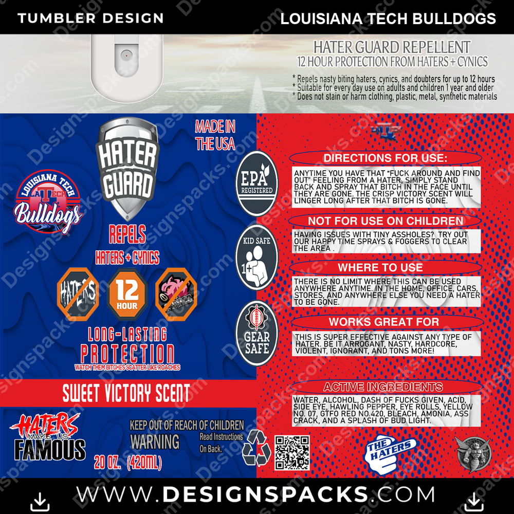 College Sport Hater Guard Louisiana Tech Bulldogs Tumbler Digital Wrap Design