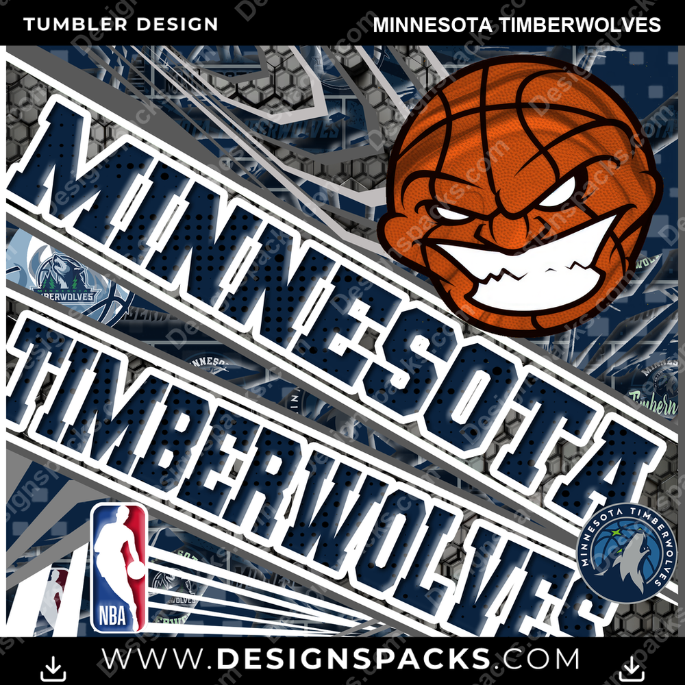 Basketball Angry Sports Minnesota Timberwolves NBA Basketball Tumbler Digital Wrap Design Download