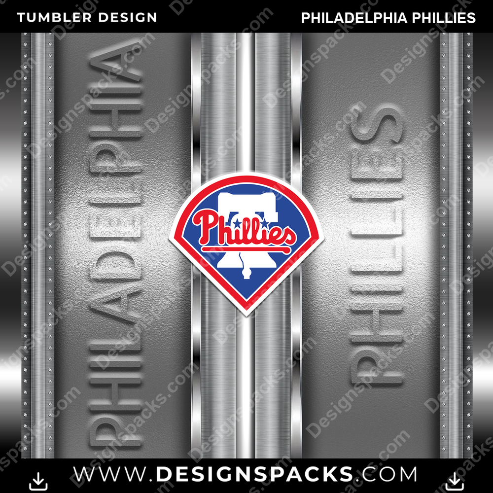 Baseball Metallic Philadelphia Phillies Tumbler Digital Wrap Design