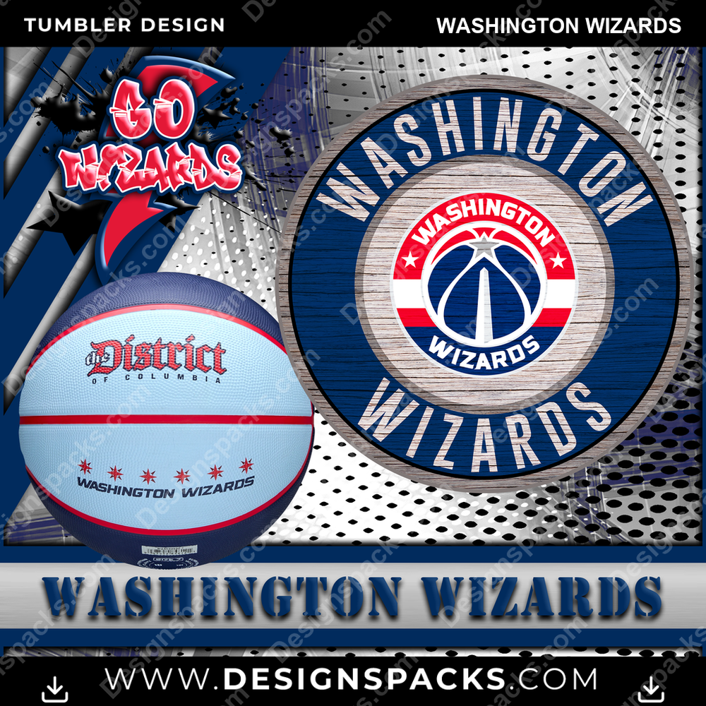 Basketball Go Team Washington Wizards Tumbler Digital Wrap Design