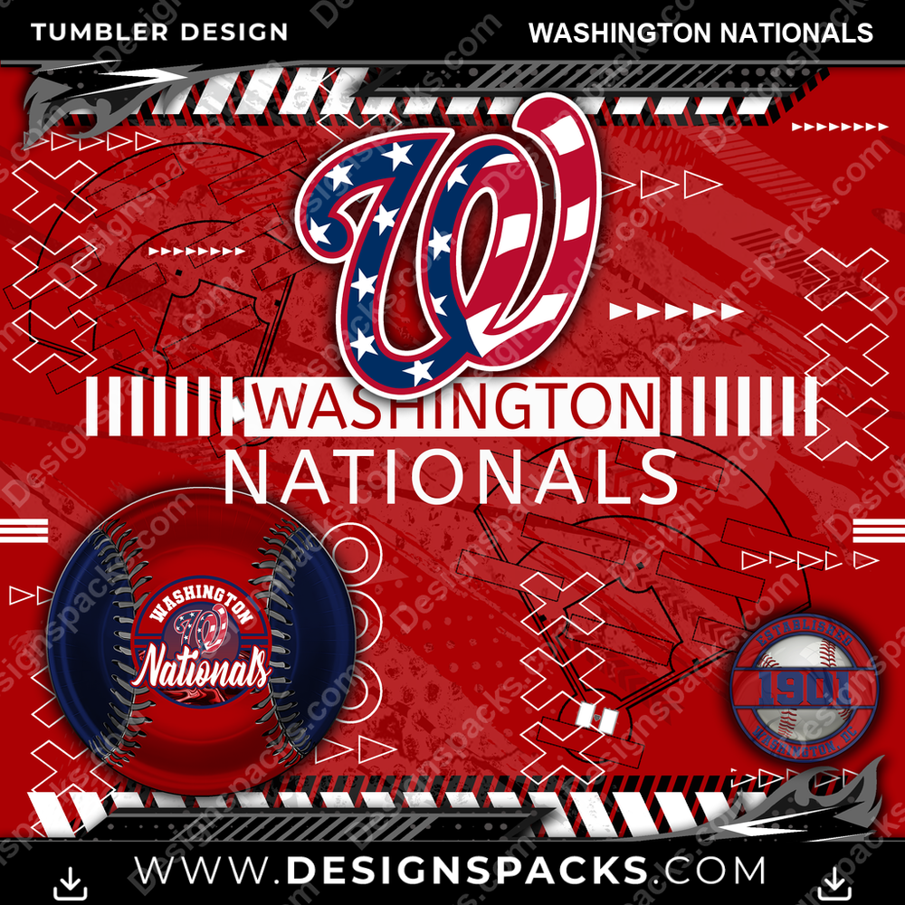 Baseball Xs & Os Washington Nationals Tumbler Digital Wrap Design