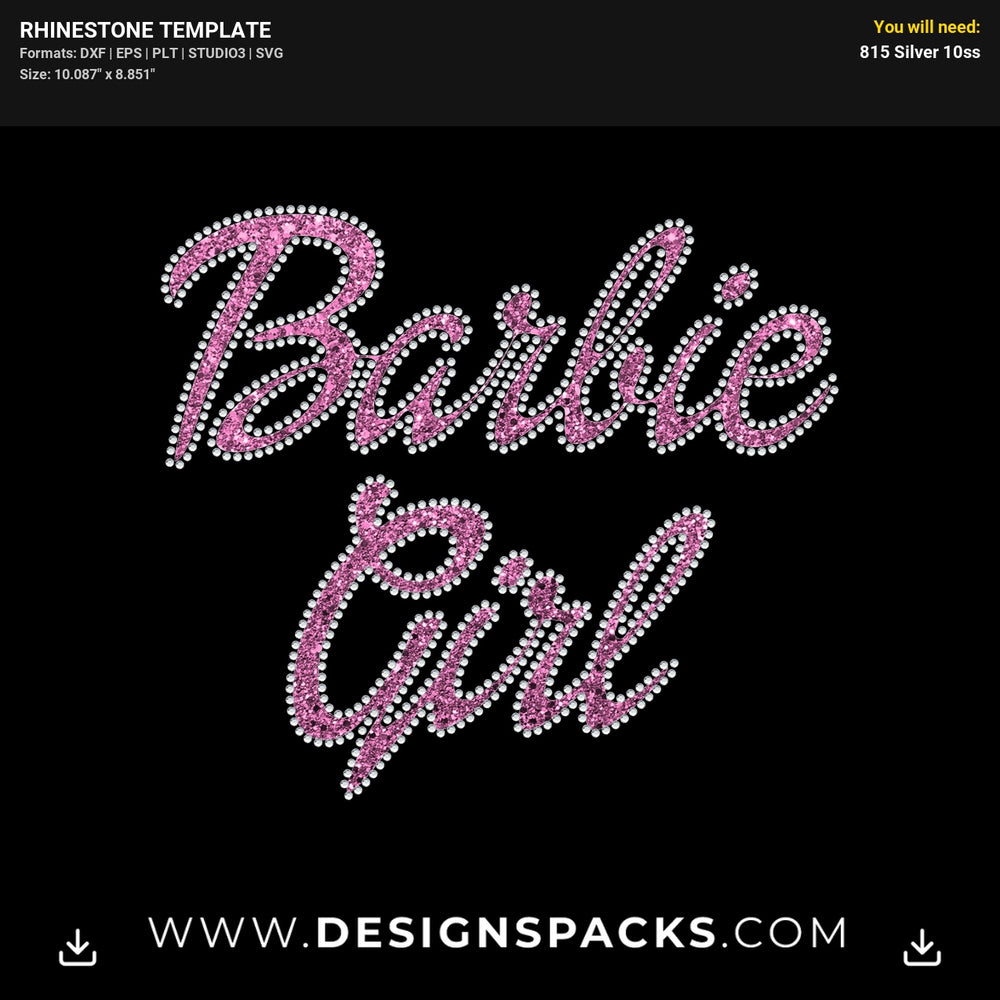 Barbie Girl Vinyl Rhinestone Digital Template