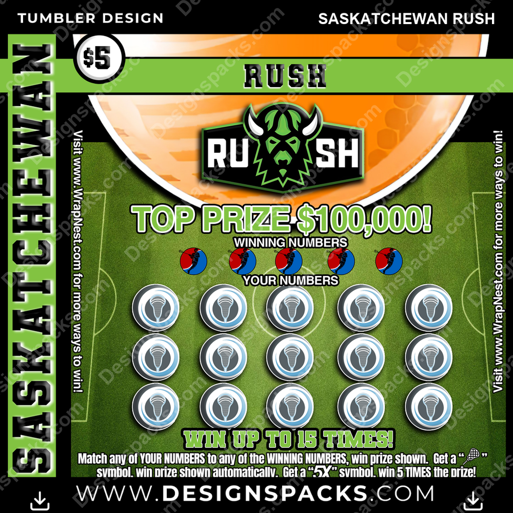 Lacrosse Lottery Ticket Saskatchewan Rush Tumbler Digital Wrap Design
