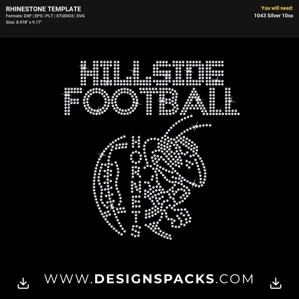 Hillside Football Hornets Rhinestone Digital Template