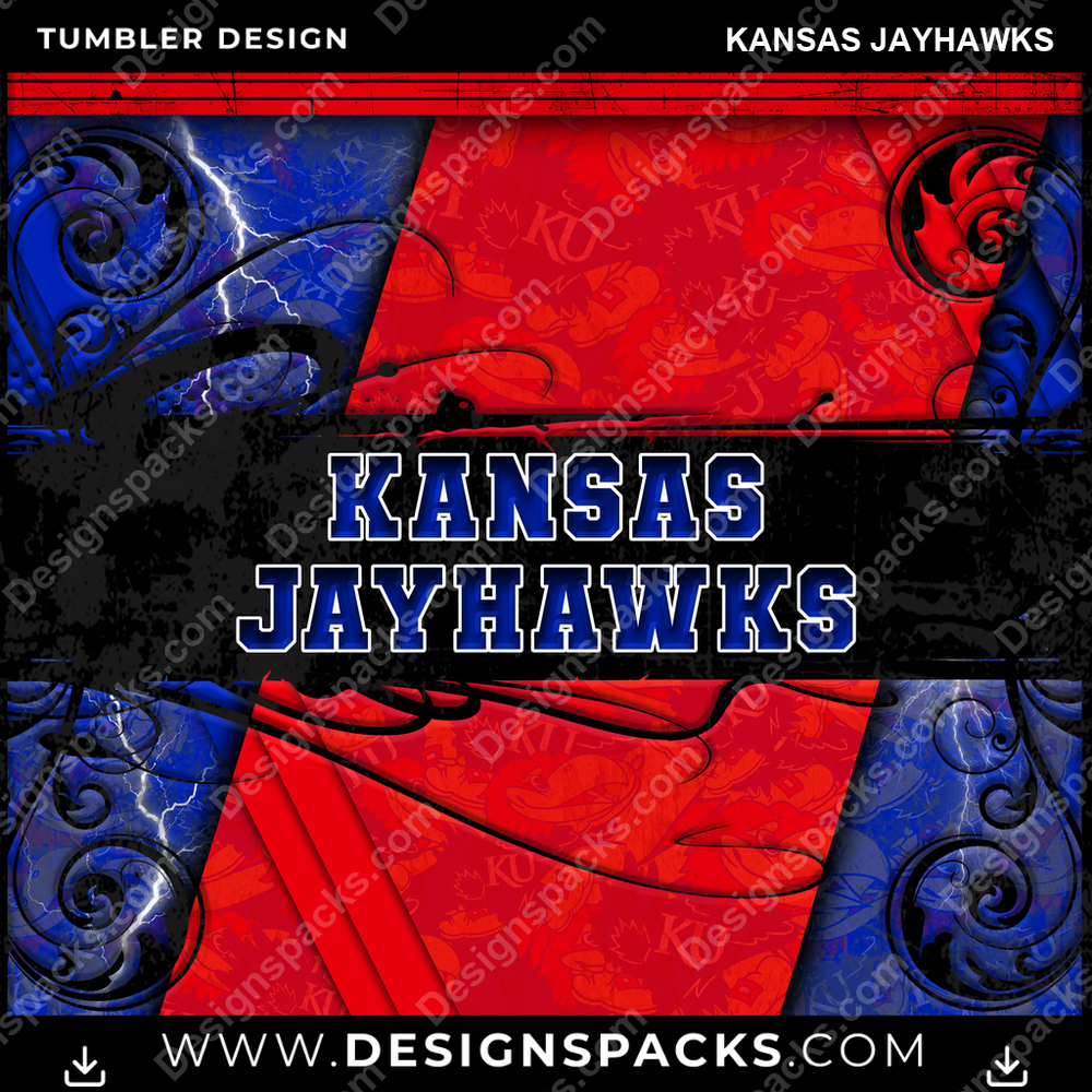 College Sport Elegant Kansas Jayhawks NCAA College Sport Tumbler Digital Wrap Design Download