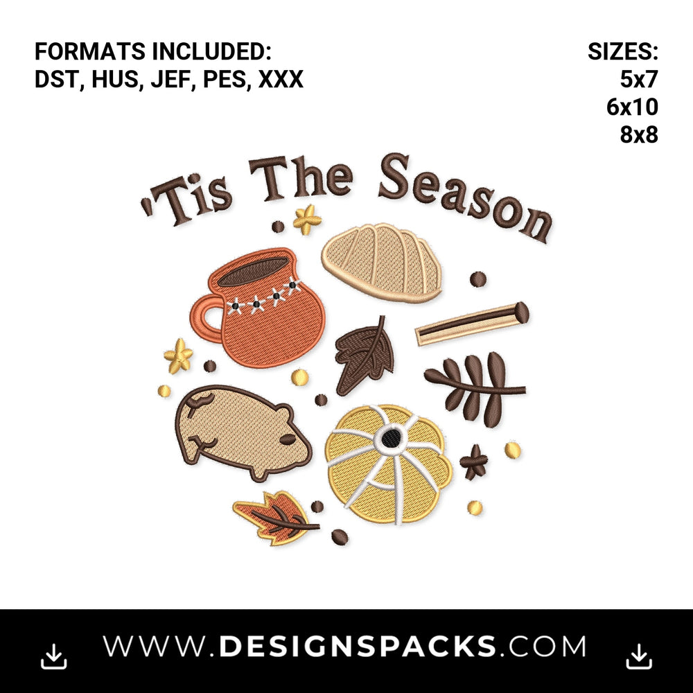Tis The Season Mexican Pan Dulce Embroidery Design - Instant digital download pattern at Designspacks.com