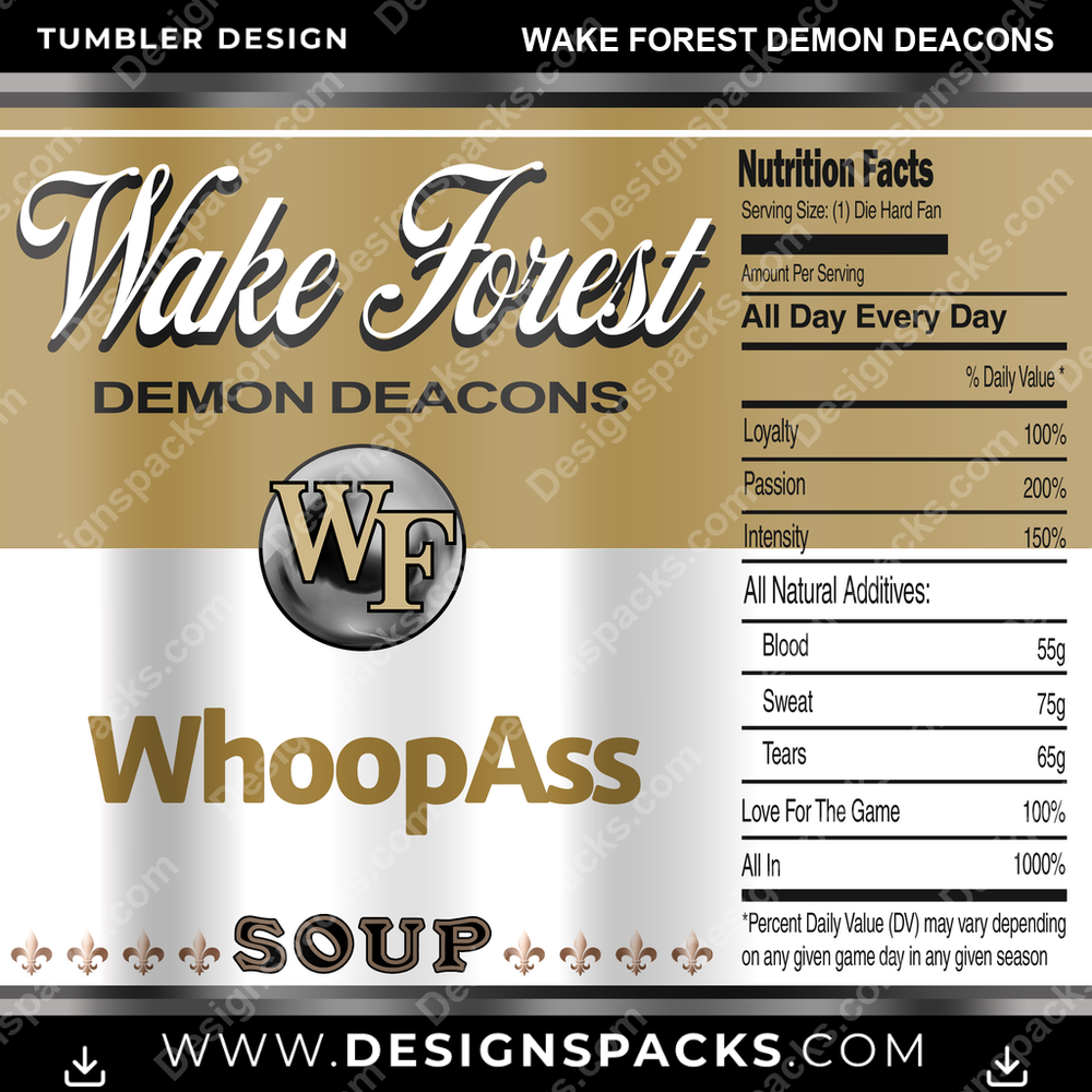 College Sport Soup Can Wake Forest Demon Deacons NCAA College Sport Tumbler Digital Wrap Design Download