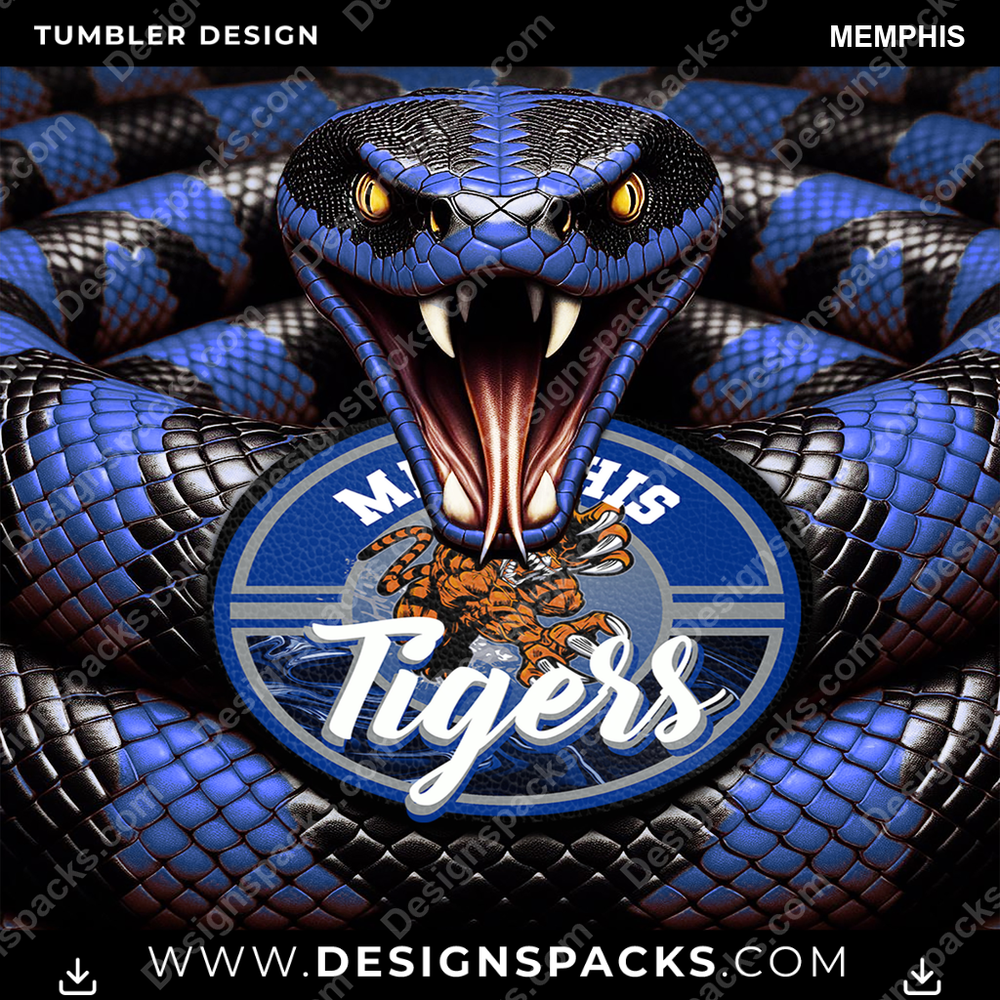 College Sport Rattle Snake Memphis Tumbler Digital Wrap Design
