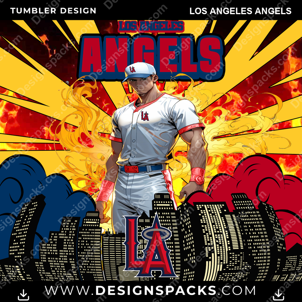 Baseball-Comic-Cover Los Angeles Angels Becher Digitales Wrap-Design