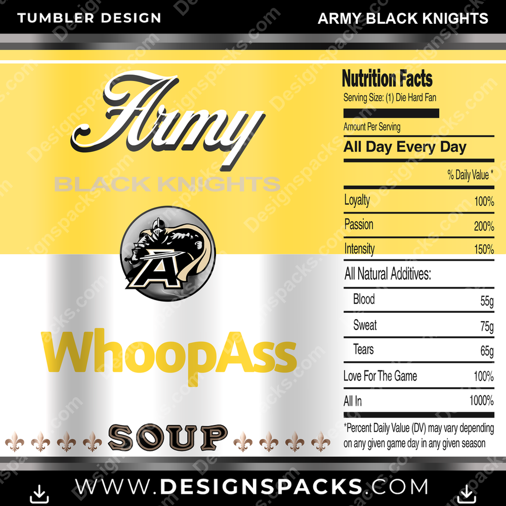 College Sport Soup Can Army Black Knights NCAA College Sport Tumbler Digital Wrap Design Download